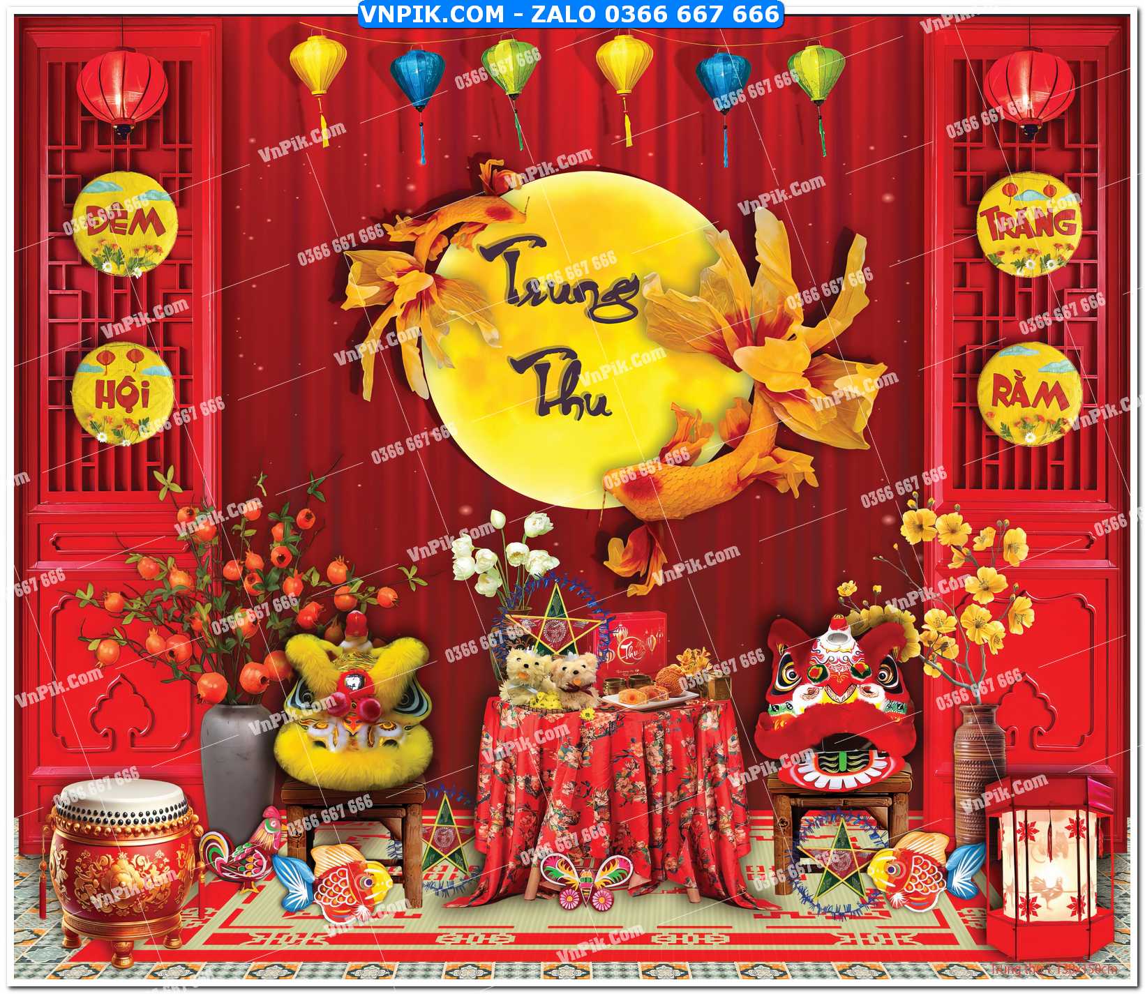 Tiểu cảnh tết trung thu file PNG không tách lớp (61)
