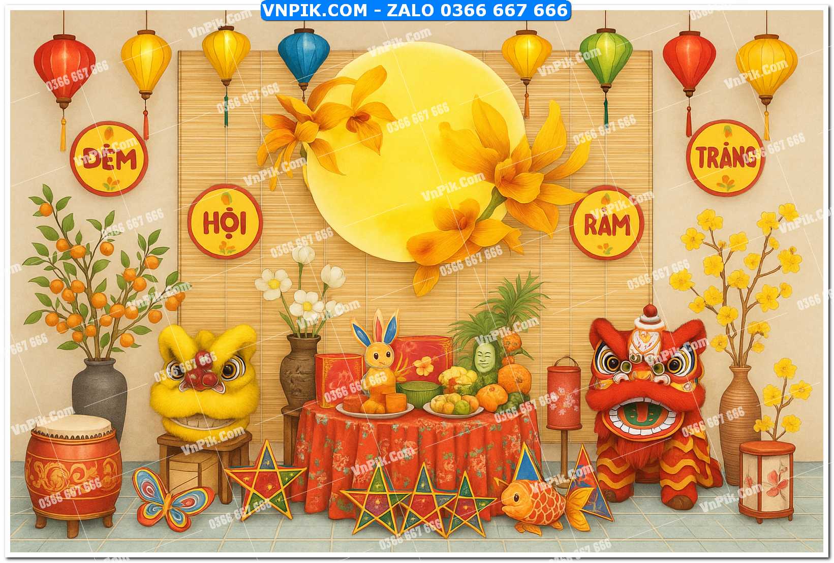 Tiểu cảnh tết trung thu file PNG không tách lớp (7)