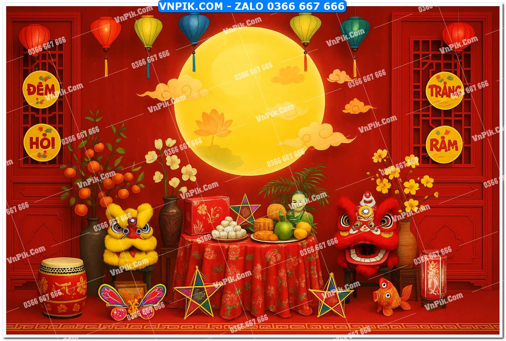 Tiểu cảnh tết trung thu file PNG không tách lớp (8)