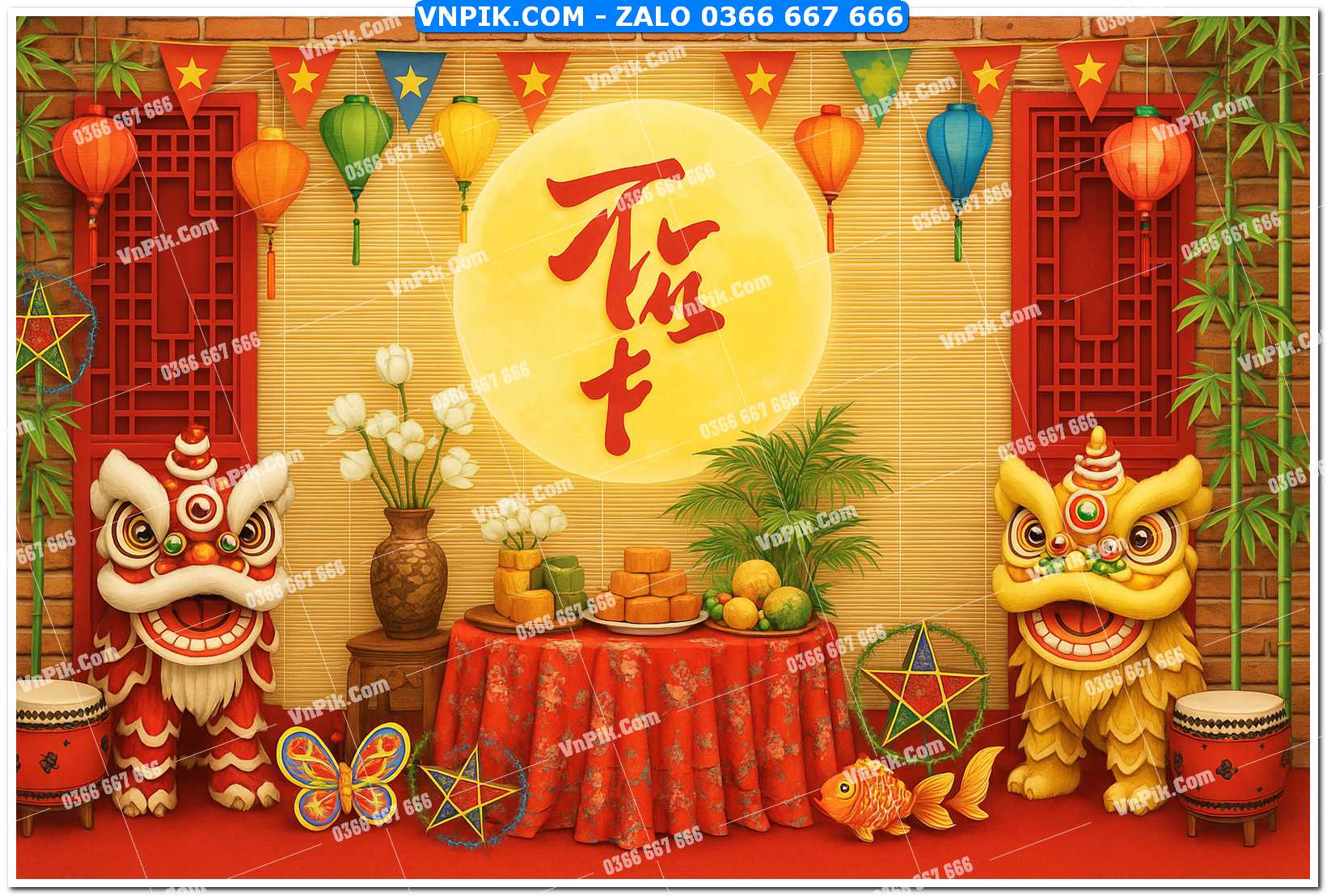 Tiểu cảnh tết trung thu file PNG không tách lớp (9)