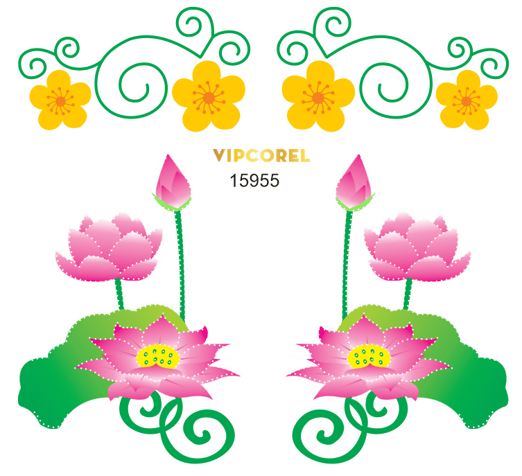 Vector Hoa sen led trang trí cột đèn file corel