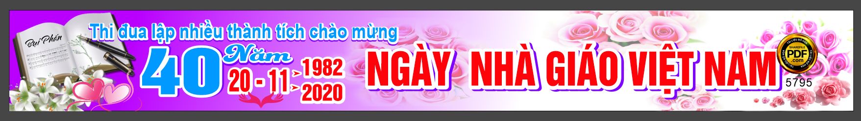Băng rôn 40 năm ngày nhà giáo Việt Nam file corel