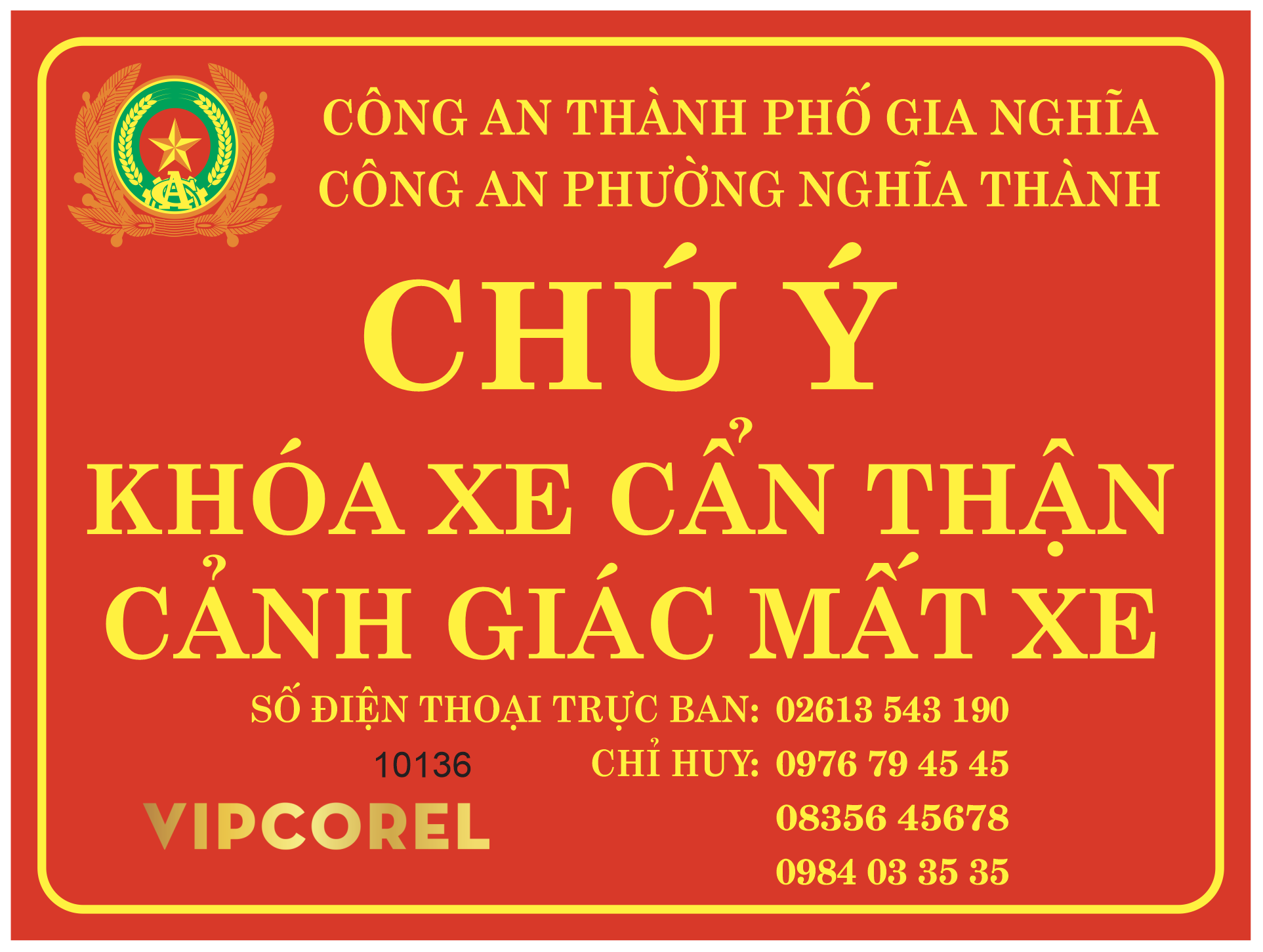 Biển chú ý khóa xe cẩn thận cảnh giác mất xe file corel