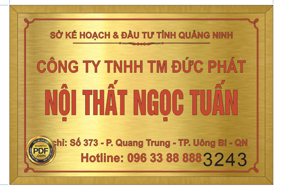 Vector biển công ty chất liệu inox vàng xước file corel