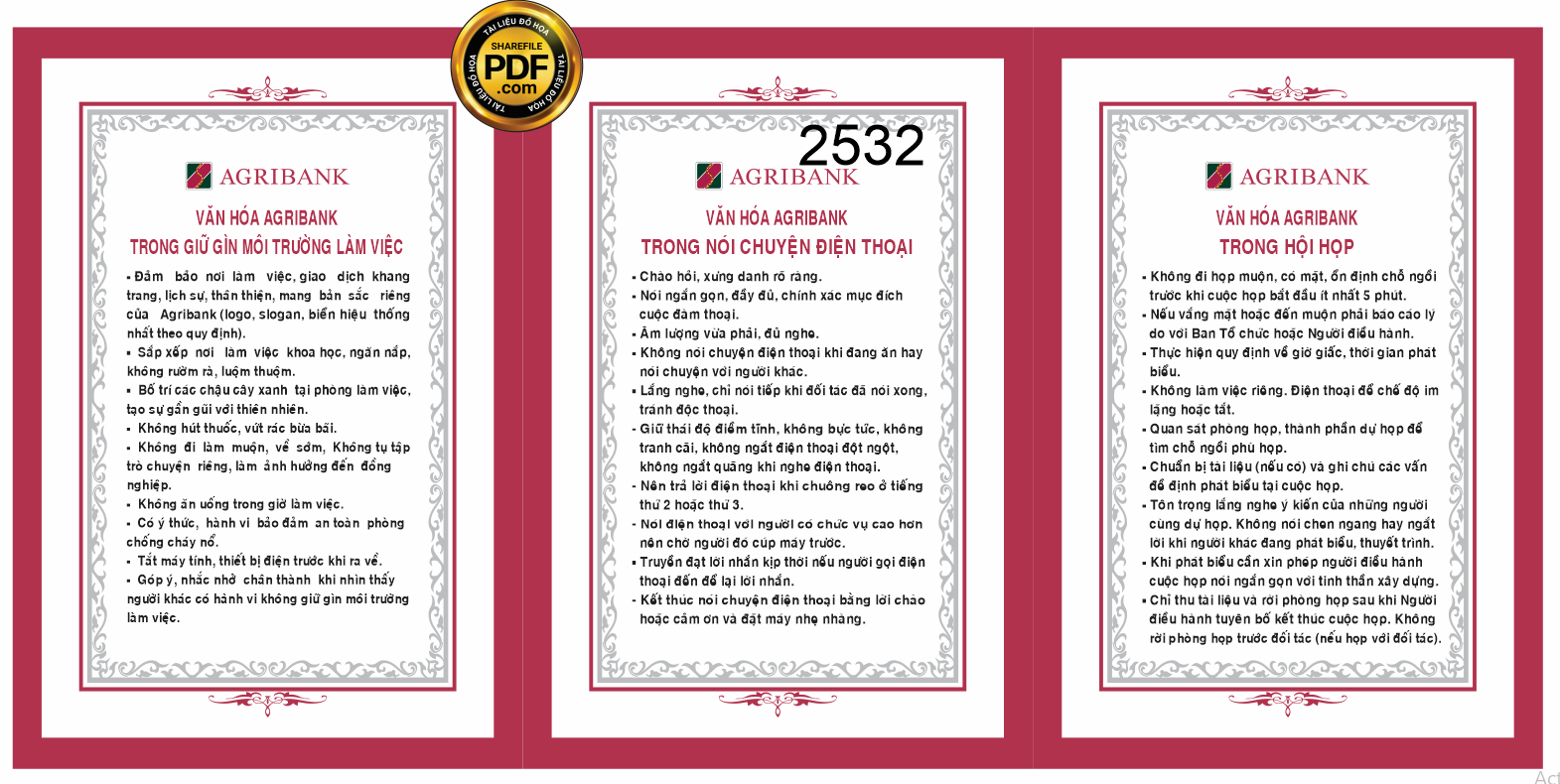 Market bảng biển nội quy văn hóa ngân hàng Agribank file CDR