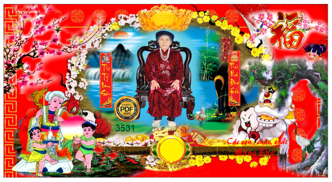 Market Các con cháu, chắt mừng thọ cụ file Corel