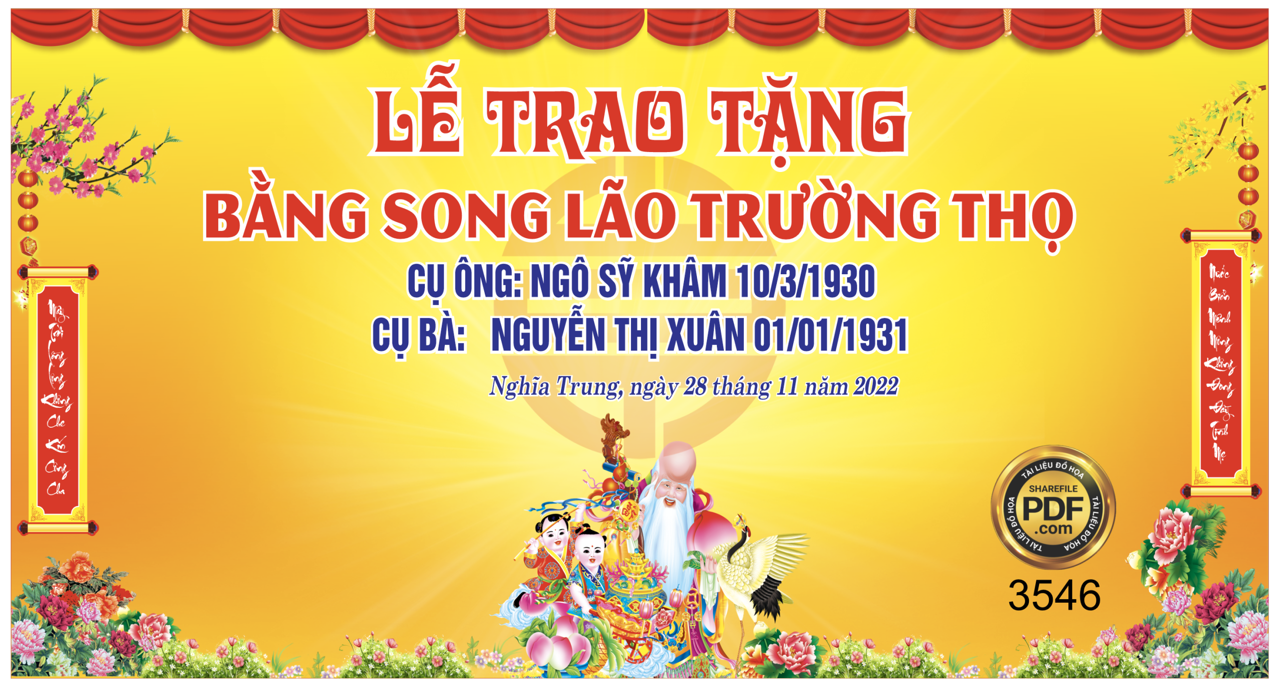 Market Lễ trao tặng bằng song lão trường thọ file corel