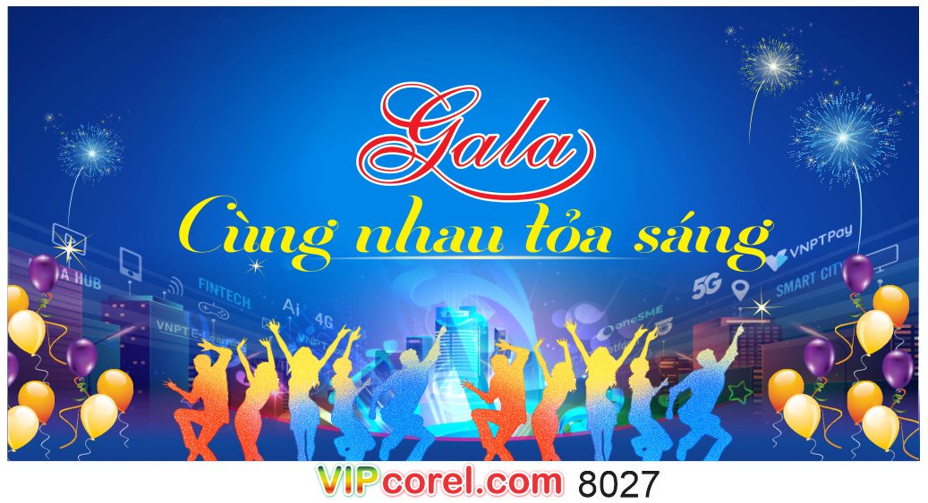 Backdrop Gala cùng nhau tỏa sáng file corel