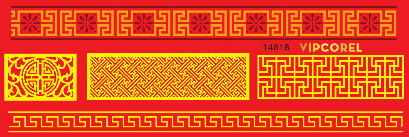 Vector Hoa văn chữ vạn trang trí phật giáo file corel