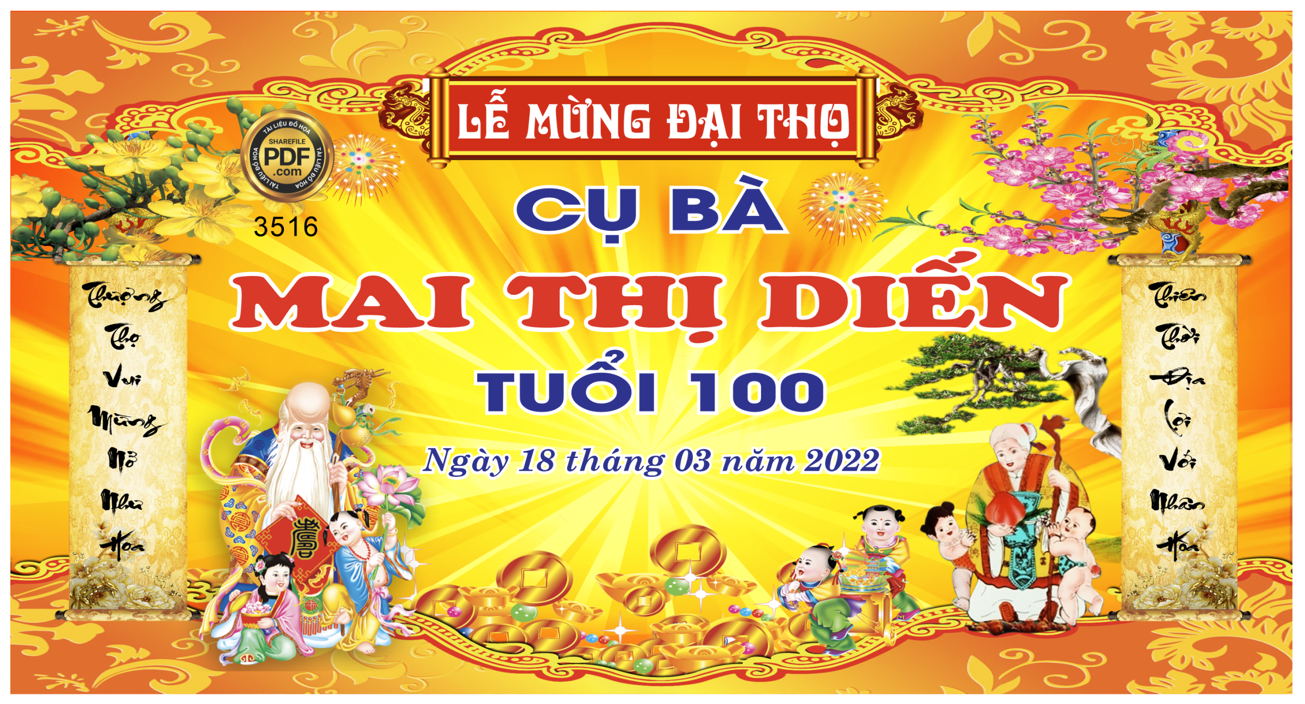 Phông Lễ mừng đại thọ cụ bà file Corel