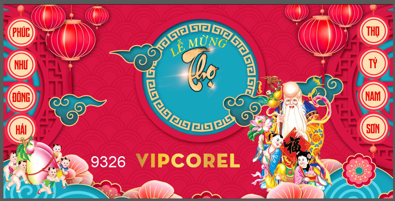 Backdrop Lễ mừng thọ năm 2024 vector #3