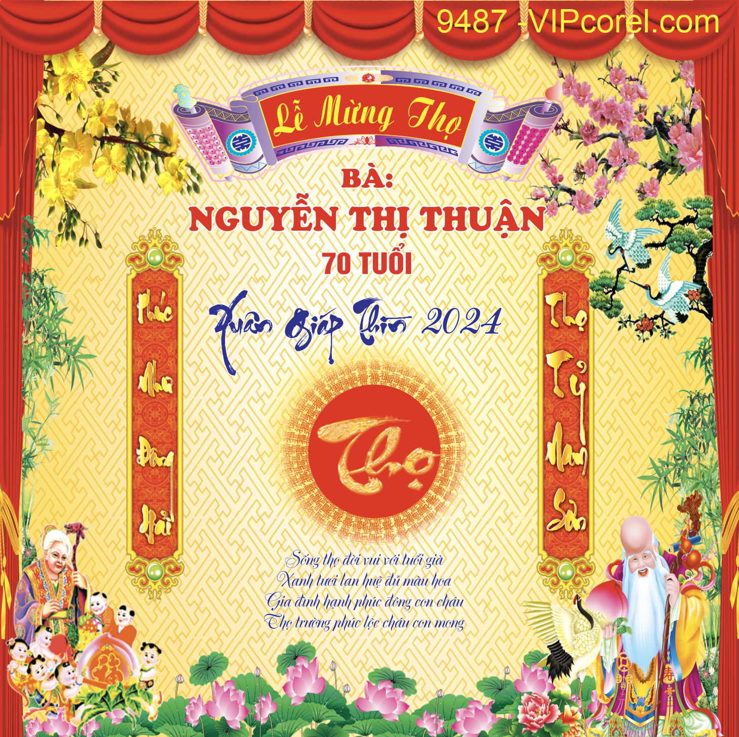 Phông lễ mừng thọ bà Nguyễn Thị Thuận 70 tuổi