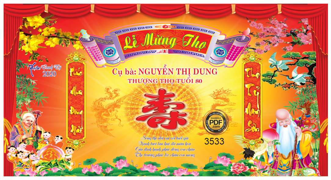 Phông mừng thọ cụ Nguyễn Thị Dung tuổi 80 file corel