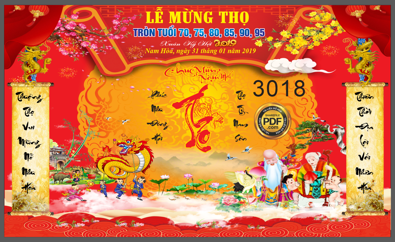 Market lễ mừng thọ Xuân kỷ hợi 2019 Nam Hòa file corel