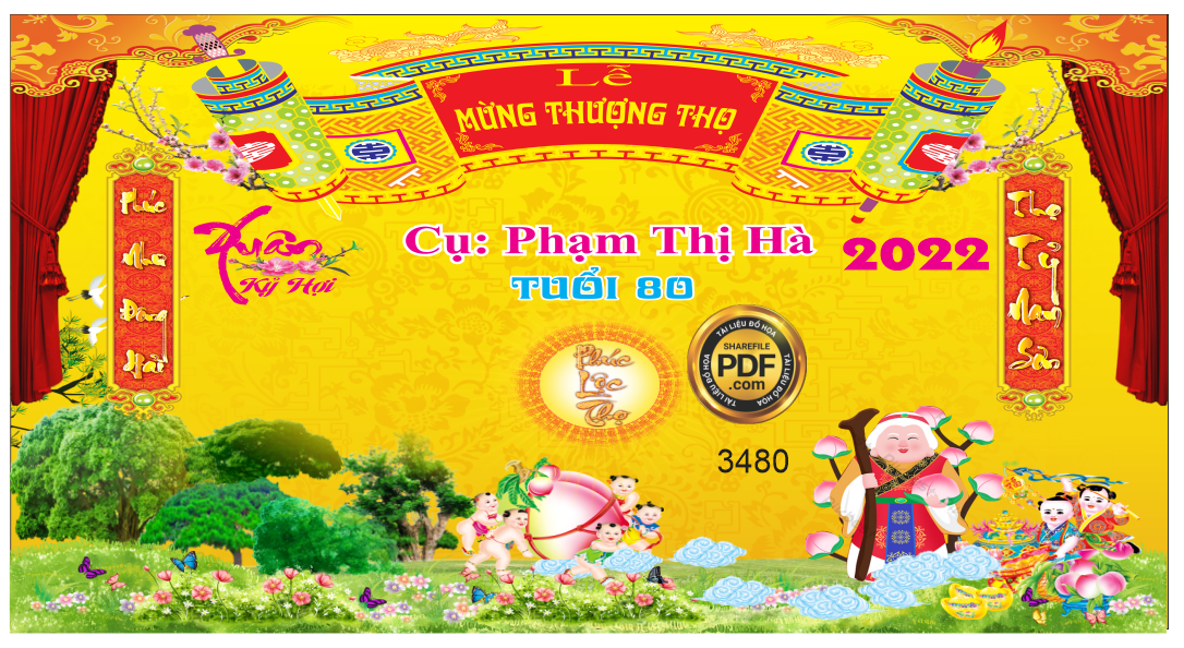 Market Lễ mừng thượng thọ cụ bà tuổi 80 file Corel