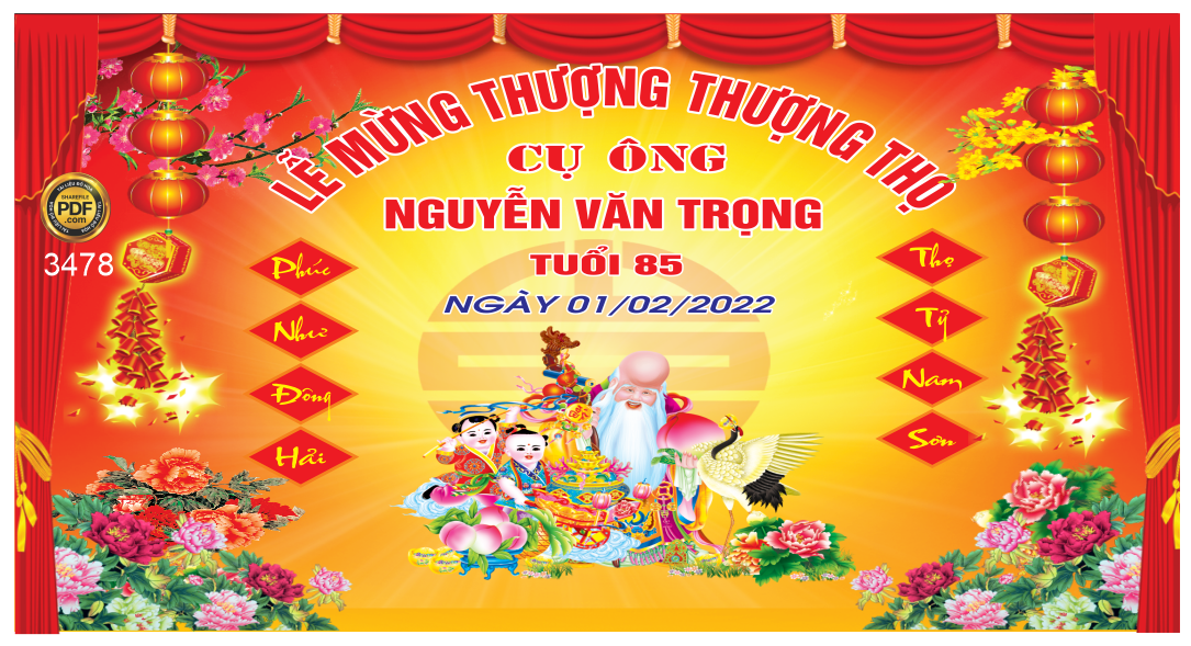 Phông lễ mừng thượng thượng thọ cụ ông file corel