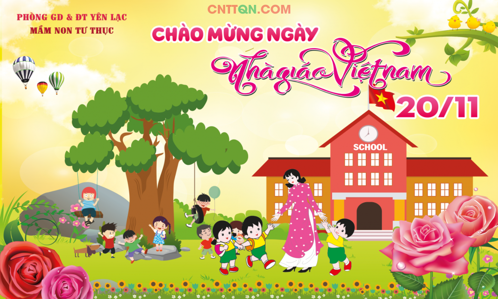 Market Chào mừng 20-11 trường mầm non Photoshop