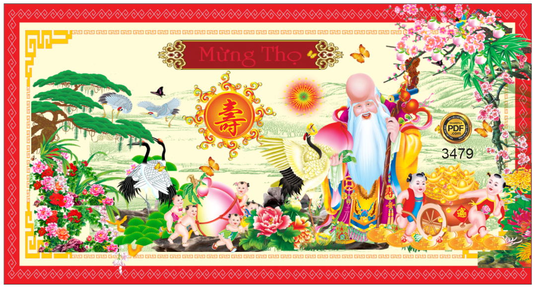 Market mẫu mừng thọ đẹp #2 file Corel