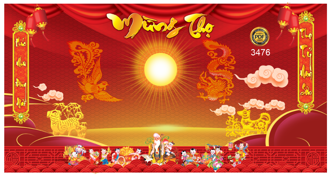 Mẫu phông làm mừng thọ các cụ file corel