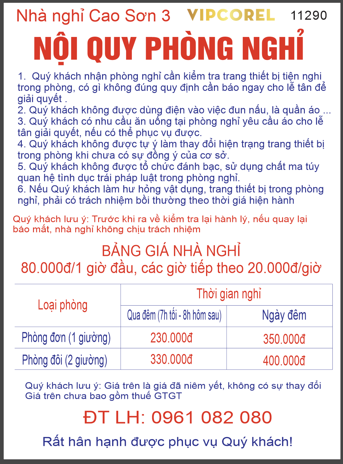 Nội quy phòng nghỉ – nhà nghỉ Cao Sơn file corel