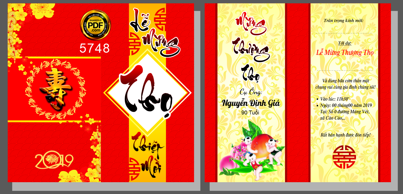 Thiệp mời Lễ mừng thượng thọ Nguyễn Định Giá file corel