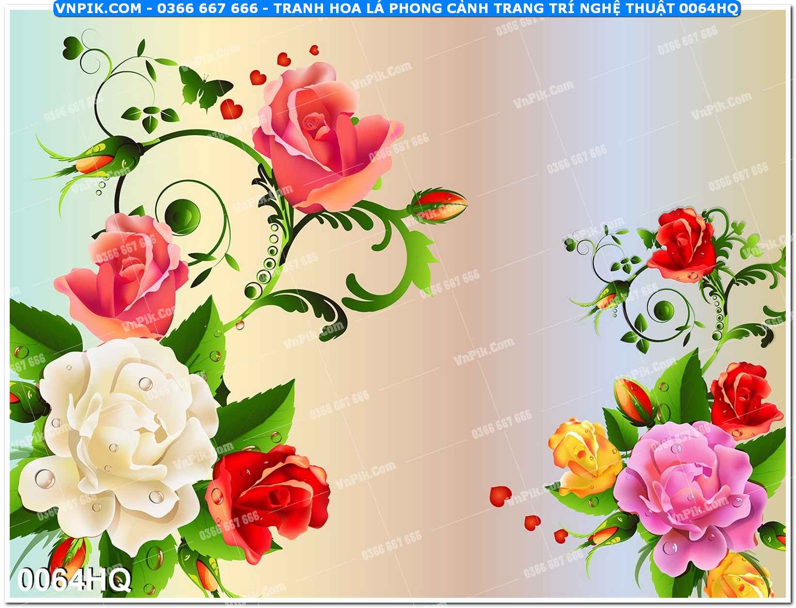 Tranh hoa lá phong cảnh trang trí nghệ thuật 0064HQ