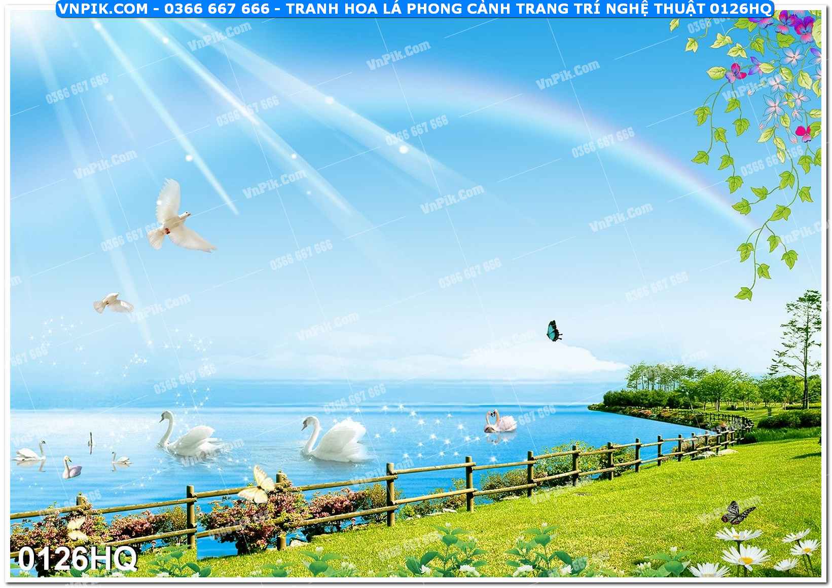 Tranh hoa lá phong cảnh trang trí nghệ thuật 0126HQ