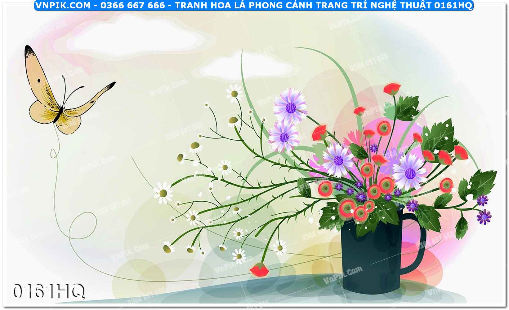 Tranh hoa lá phong cảnh trang trí nghệ thuật 0161HQ