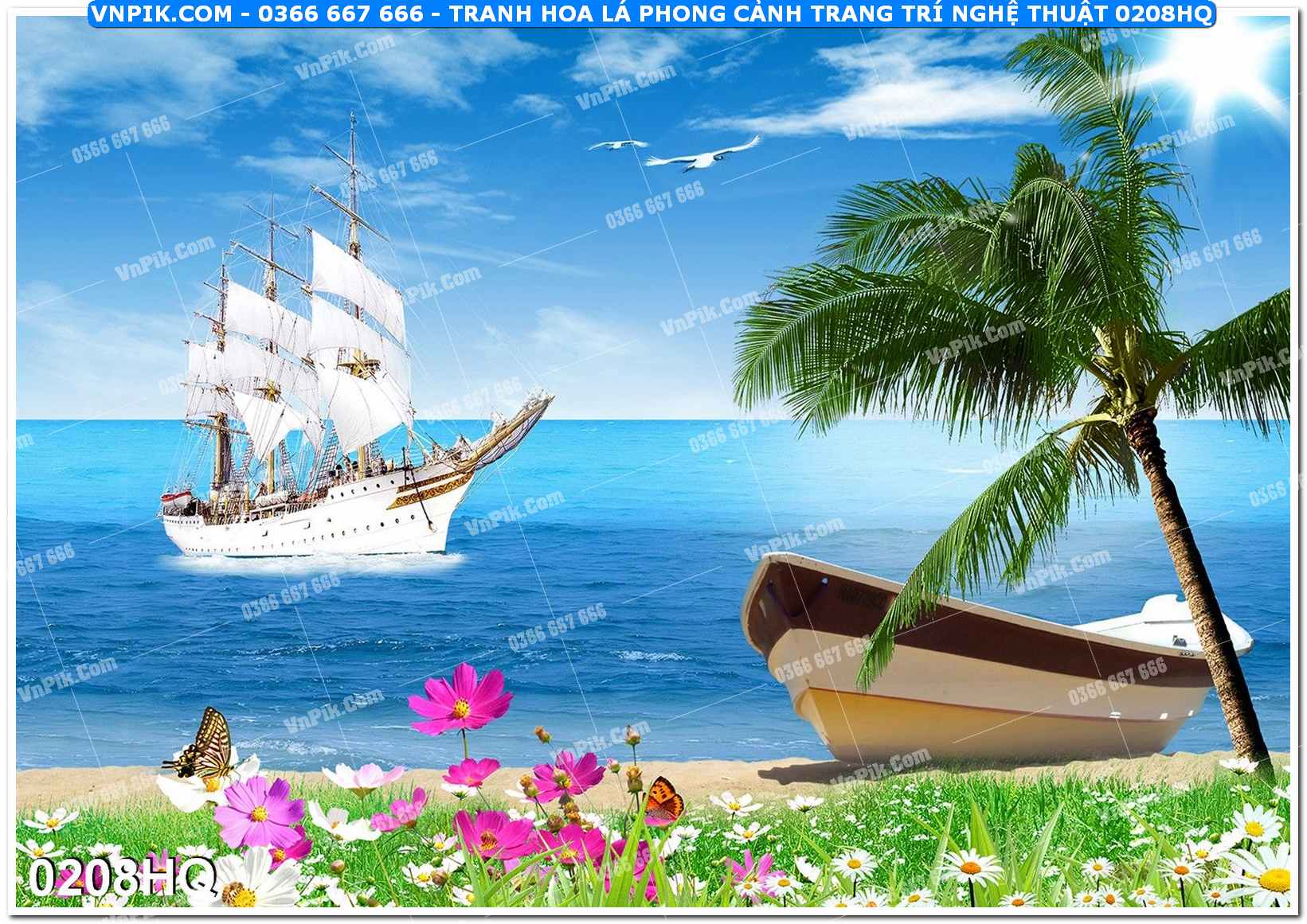 Tranh hoa lá phong cảnh trang trí nghệ thuật 0208HQ