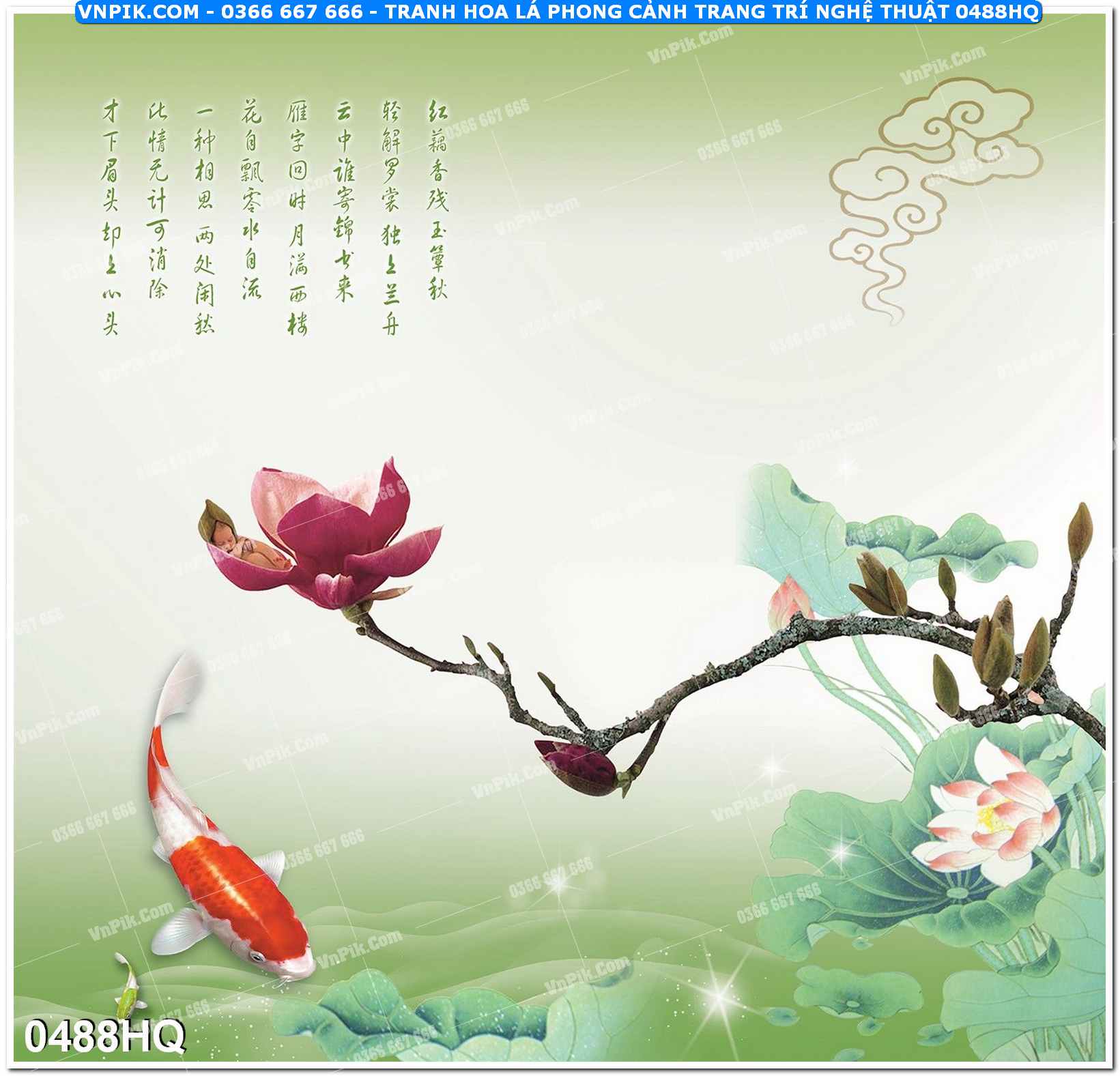 Tranh hoa lá phong cảnh trang trí nghệ thuật 0488HQ