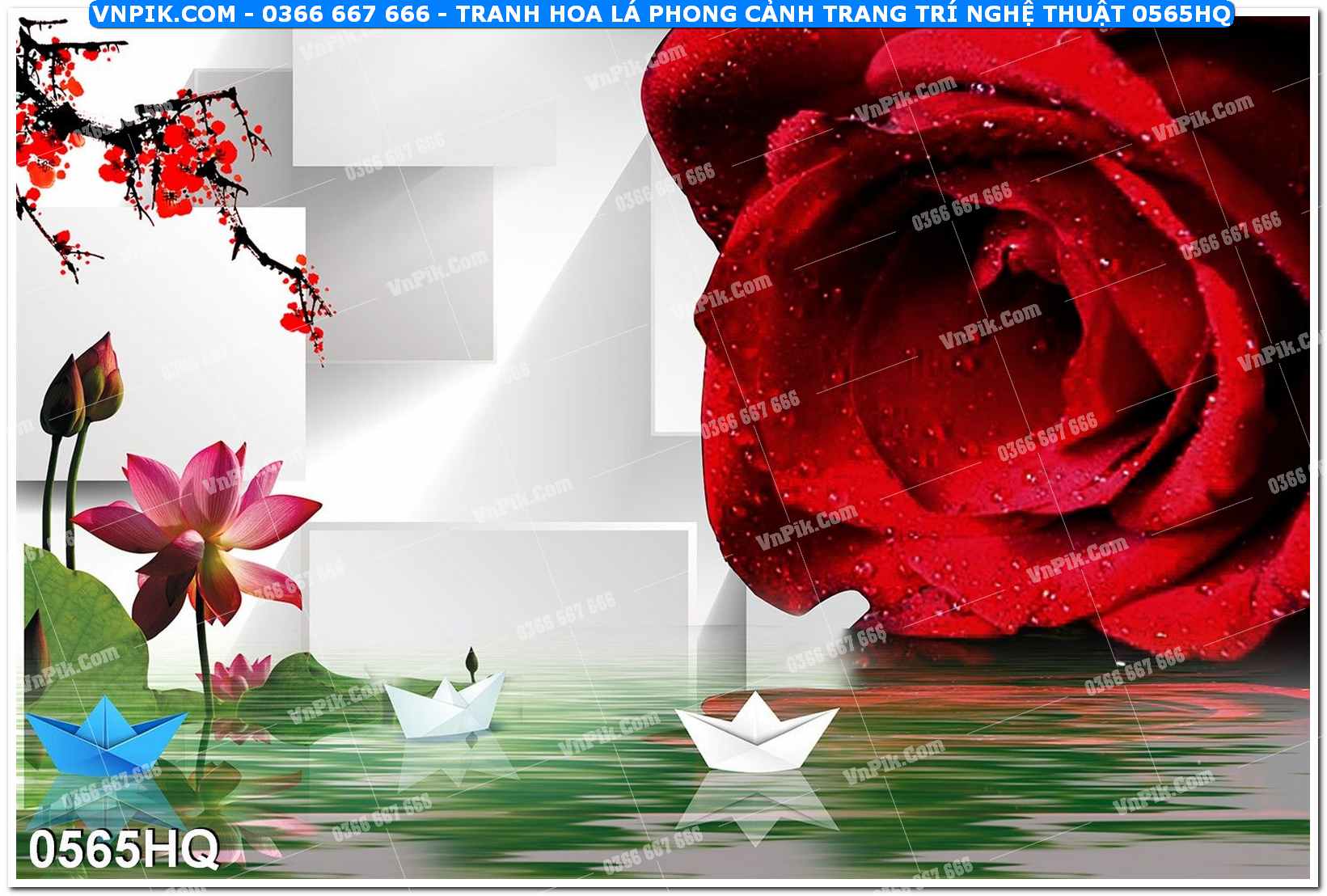 Tranh hoa lá phong cảnh trang trí nghệ thuật 0565HQ