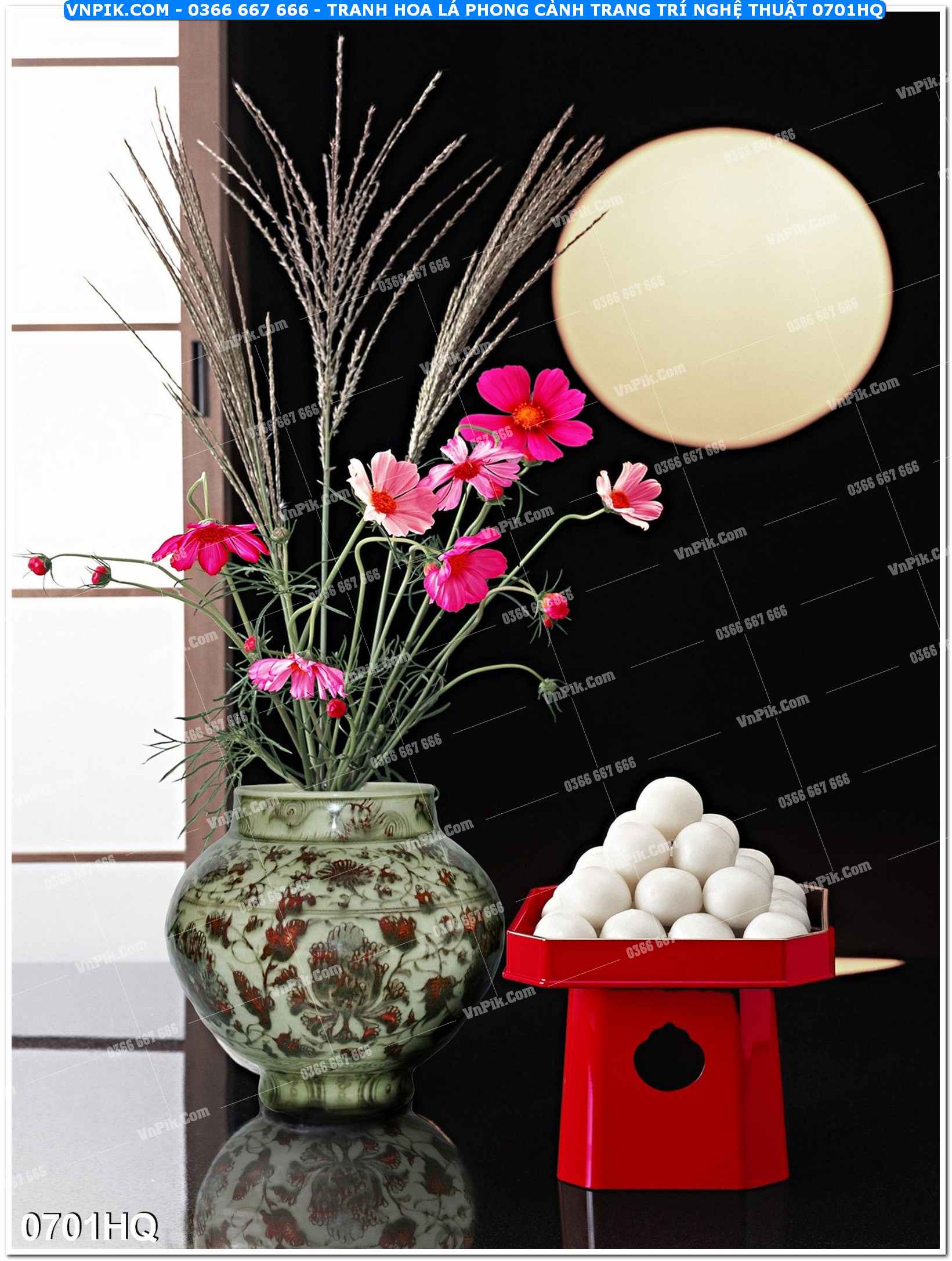 Tranh hoa lá phong cảnh trang trí nghệ thuật 0701HQ