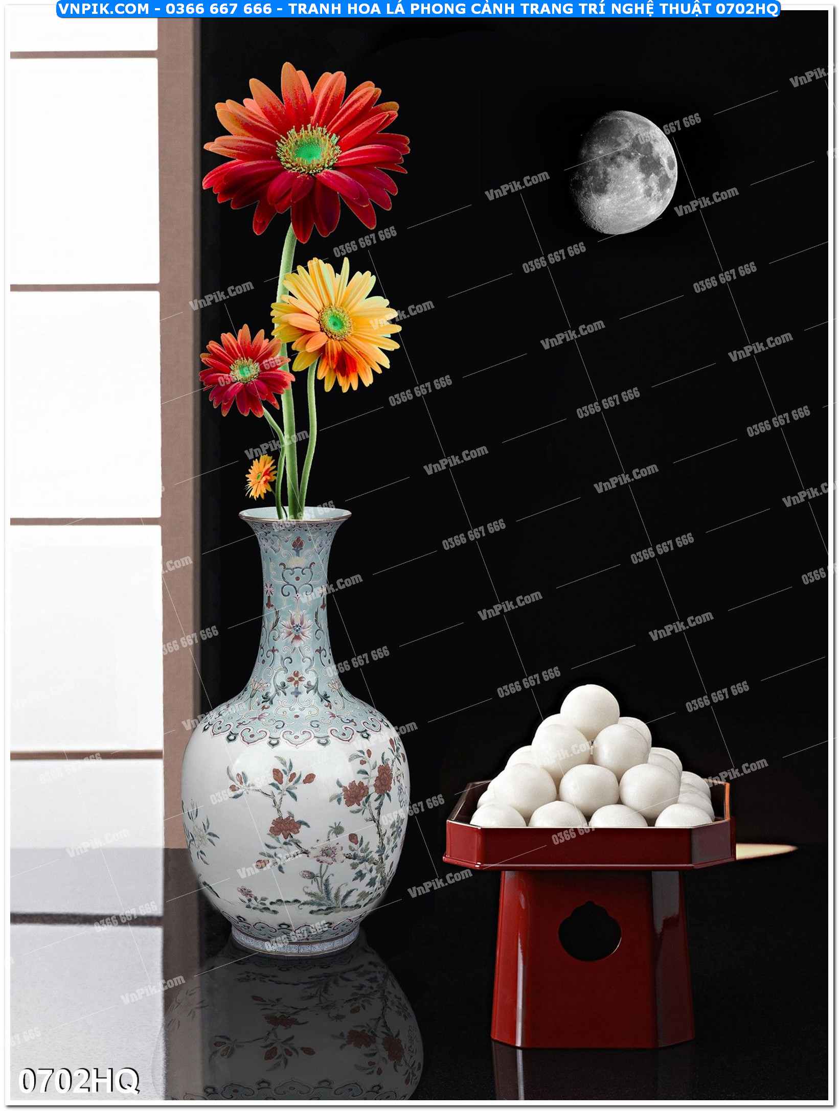 Tranh hoa lá phong cảnh trang trí nghệ thuật 0702HQ
