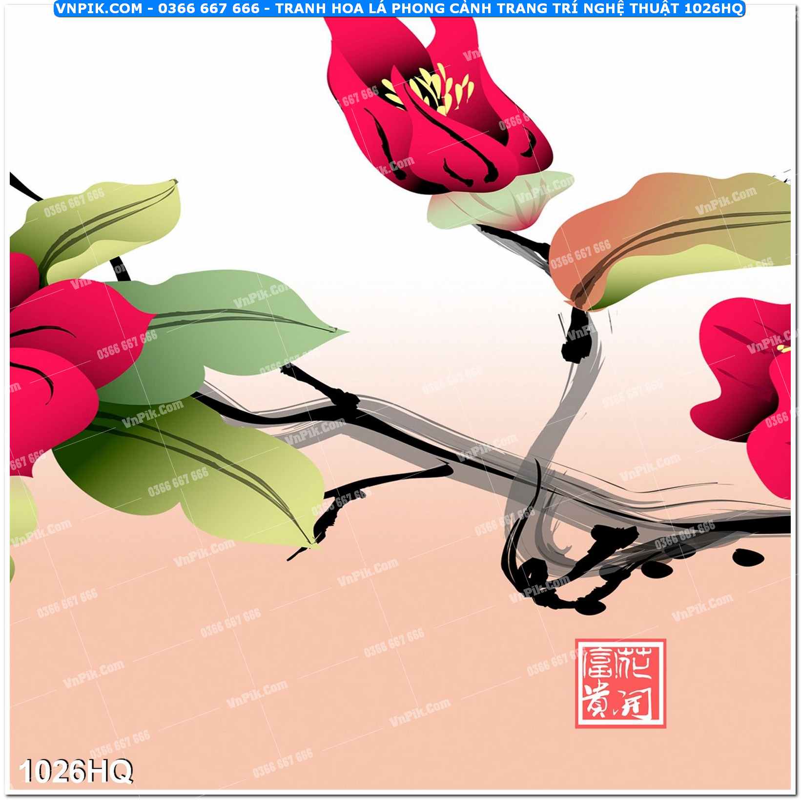 Tranh hoa lá phong cảnh trang trí nghệ thuật 1026HQ