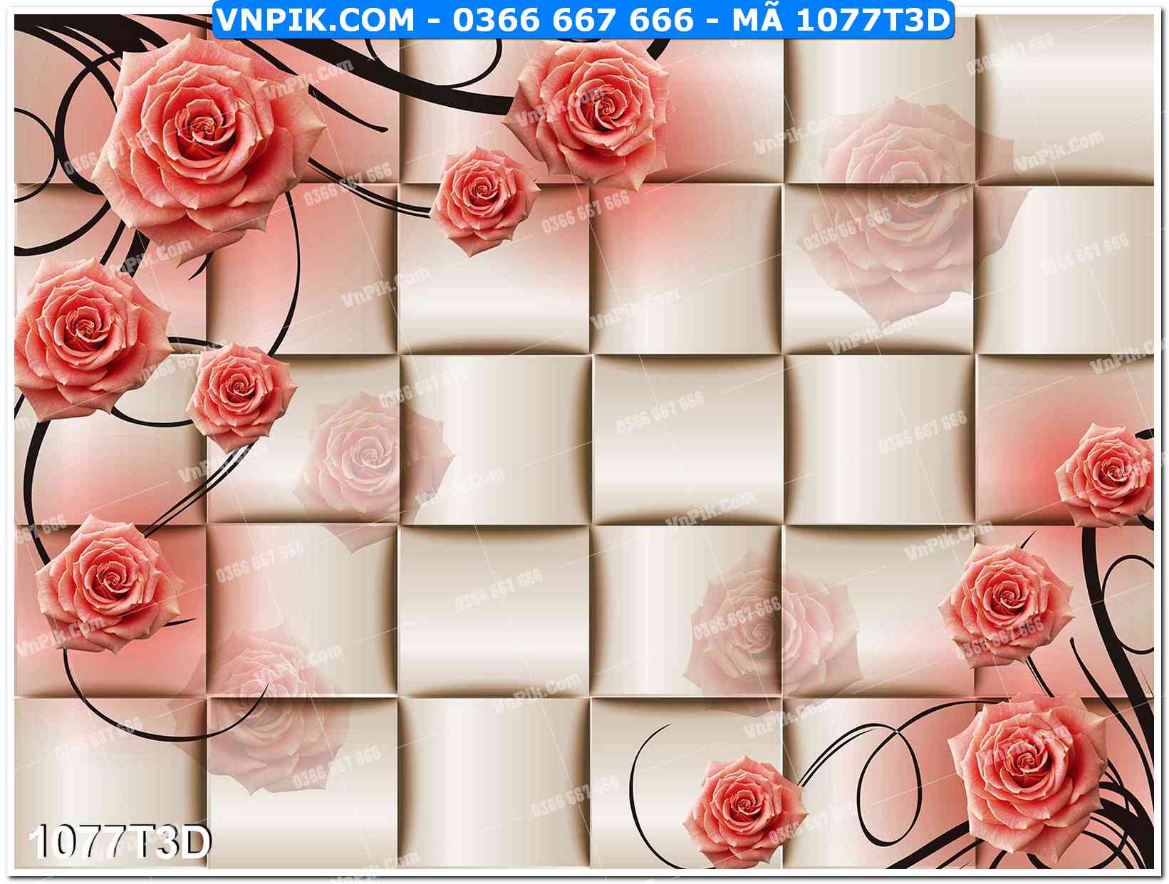 Trah Treo Tường – Tranh 3D Hiện Đại 1077T3D