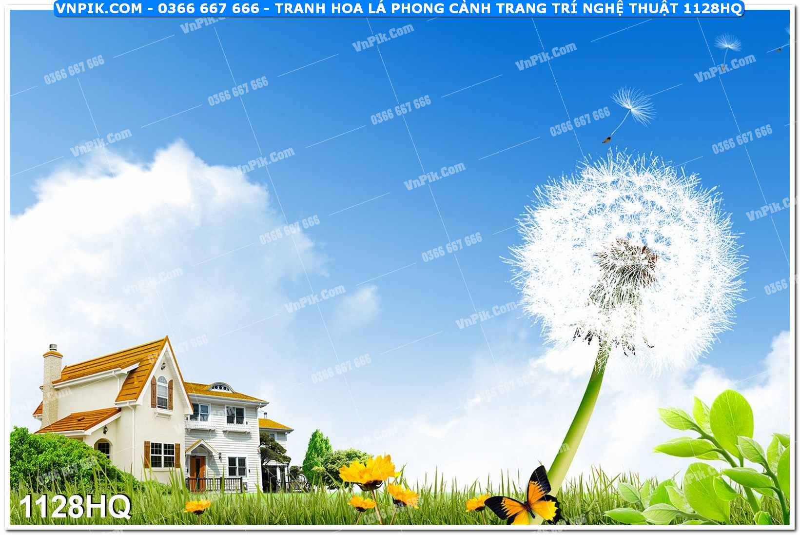 Tranh hoa lá phong cảnh trang trí nghệ thuật 1128HQ