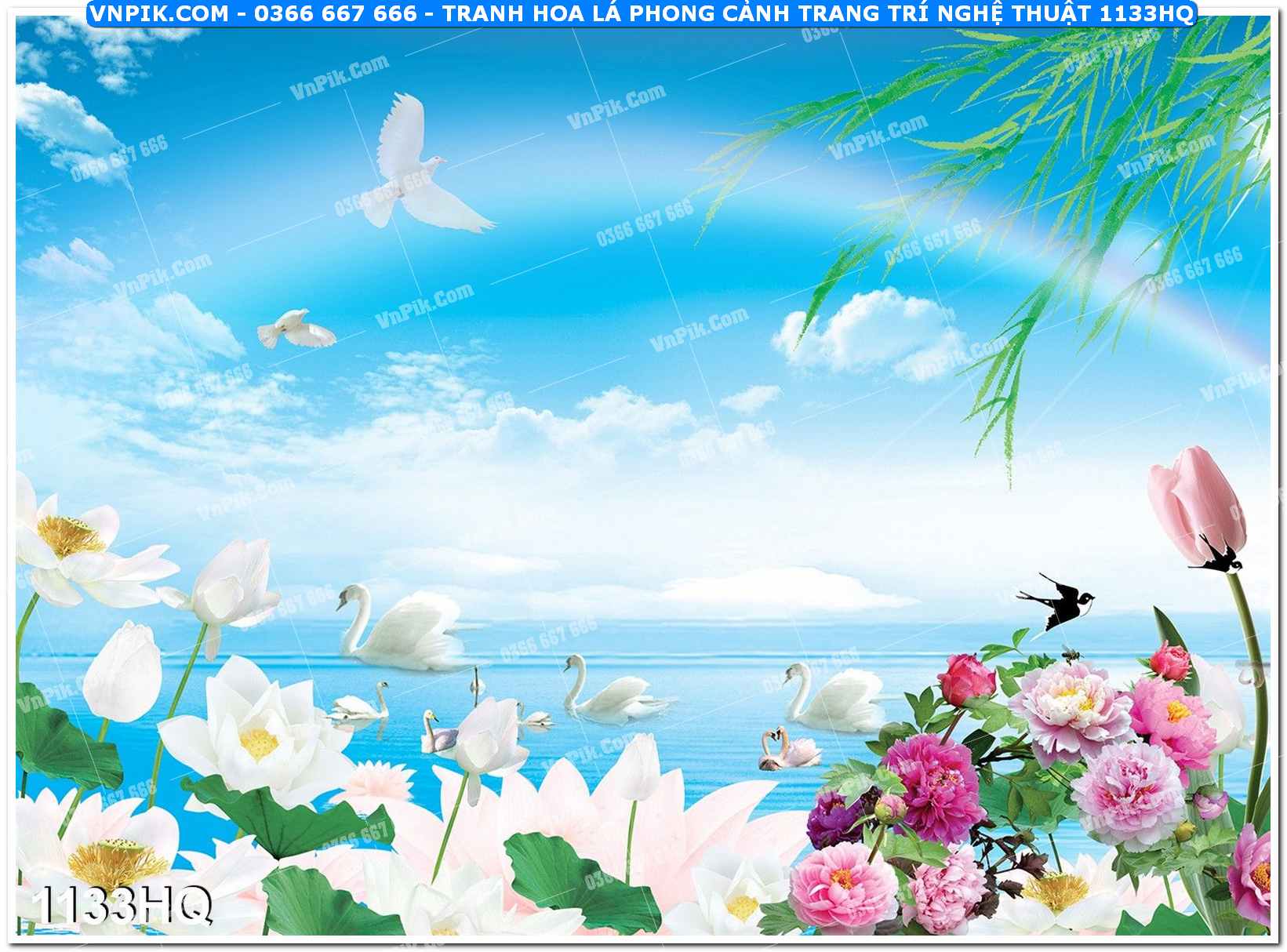 Tranh hoa lá phong cảnh trang trí nghệ thuật 1133HQ