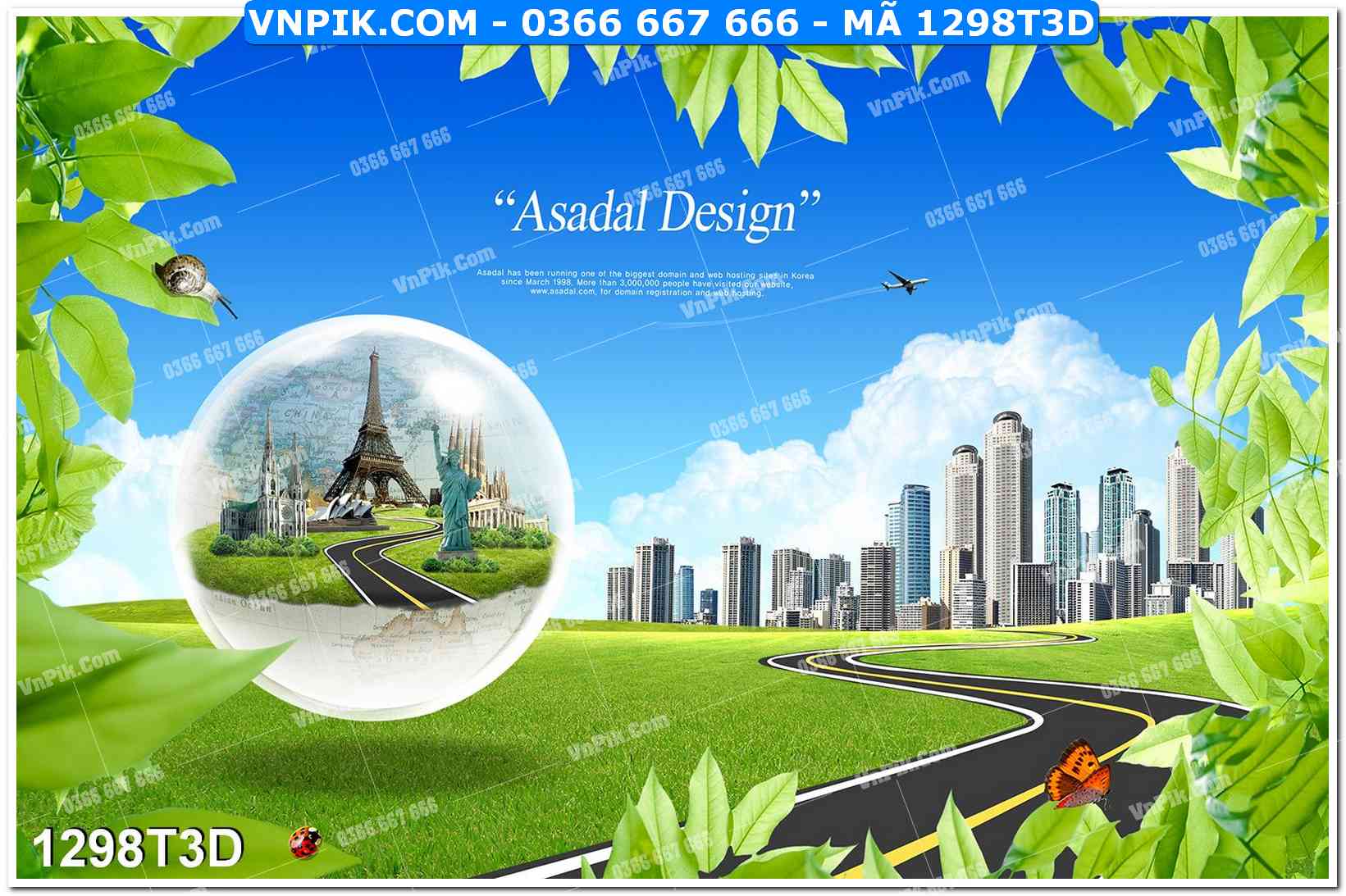 Trah Treo Tường – Tranh 3D Hiện Đại 1298T3D
