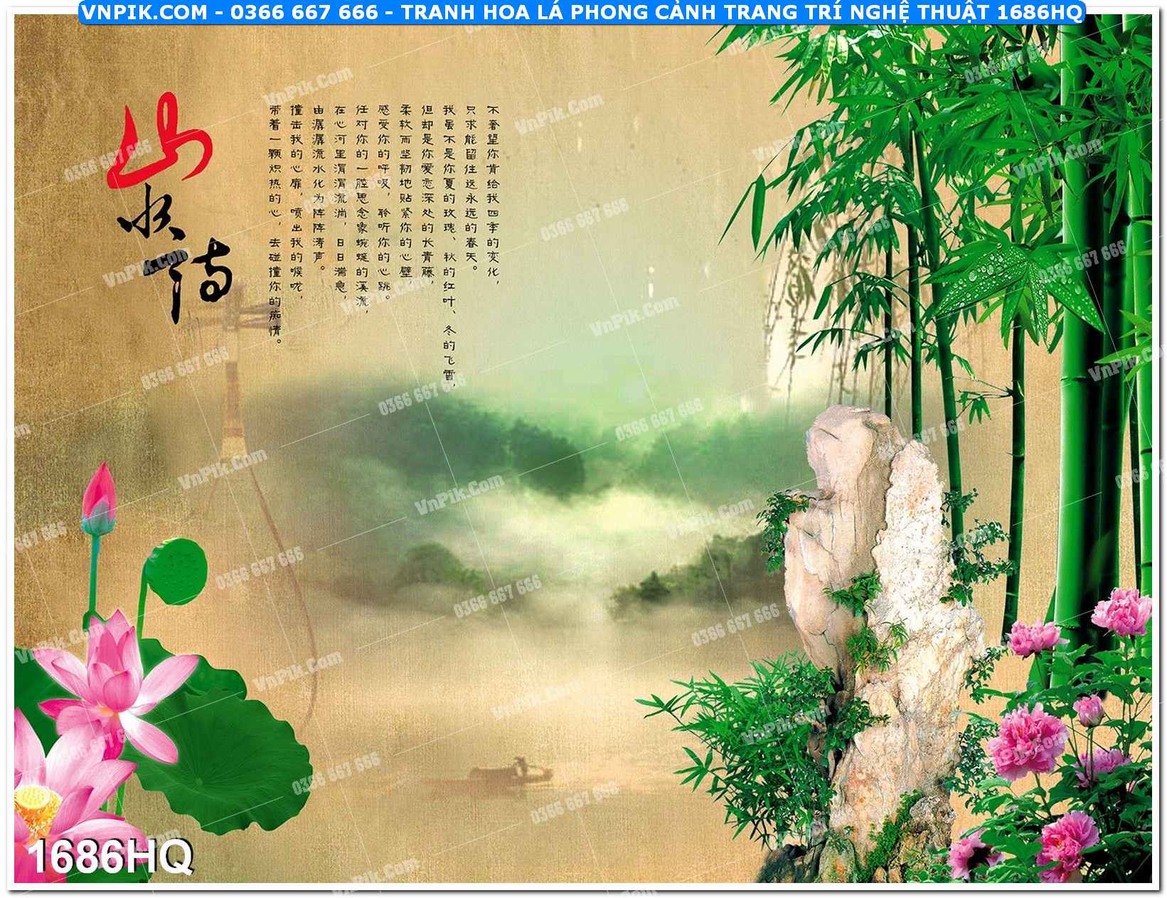 Tranh hoa lá phong cảnh trang trí nghệ thuật 1686HQ