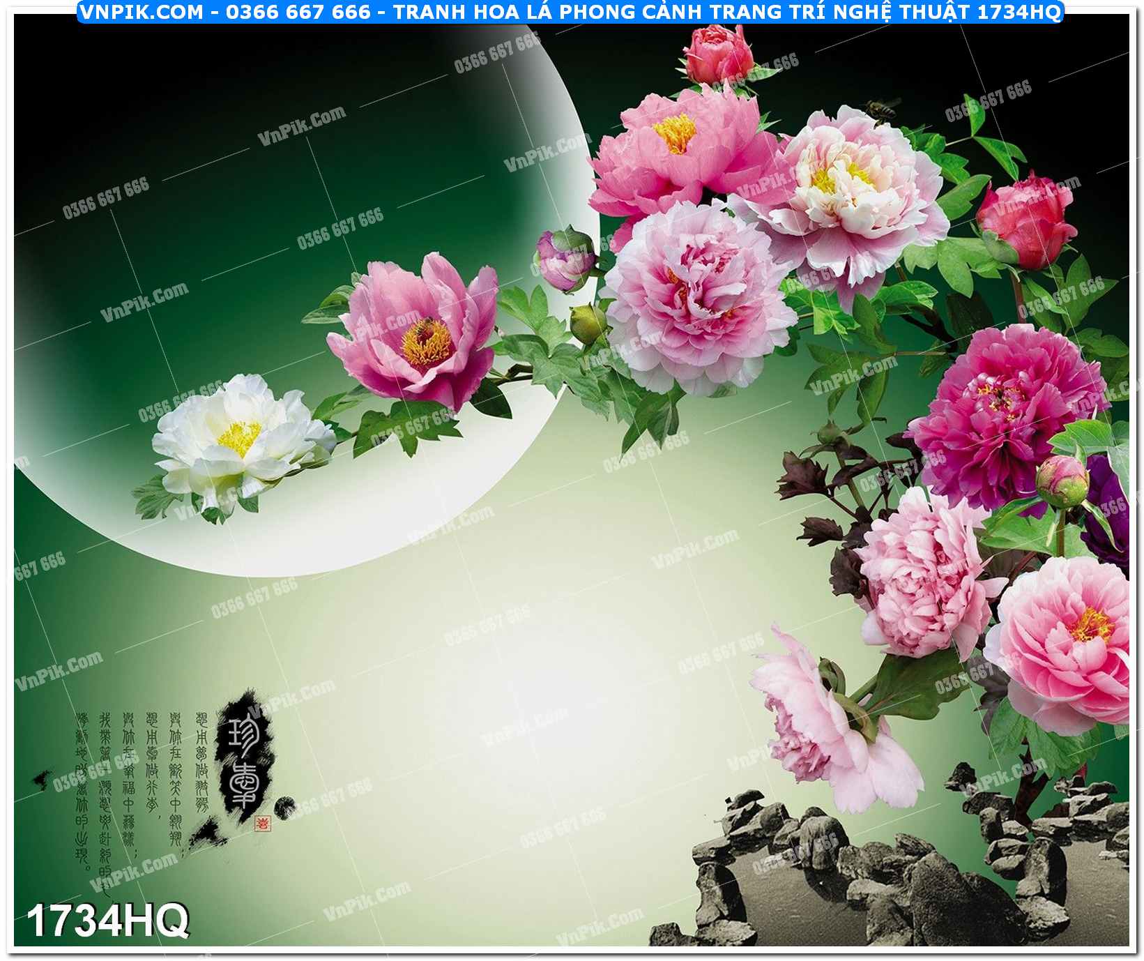 Tranh hoa lá phong cảnh trang trí nghệ thuật 1734HQ