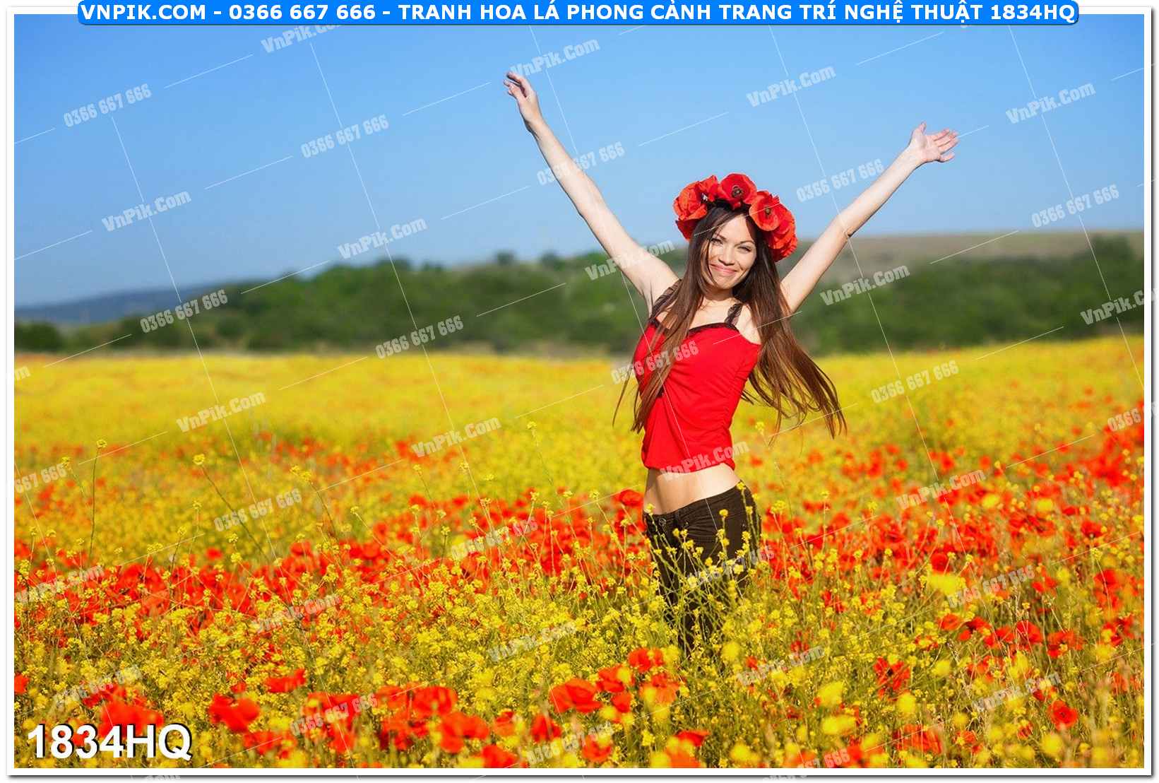 Tranh hoa lá phong cảnh trang trí nghệ thuật 1834HQ