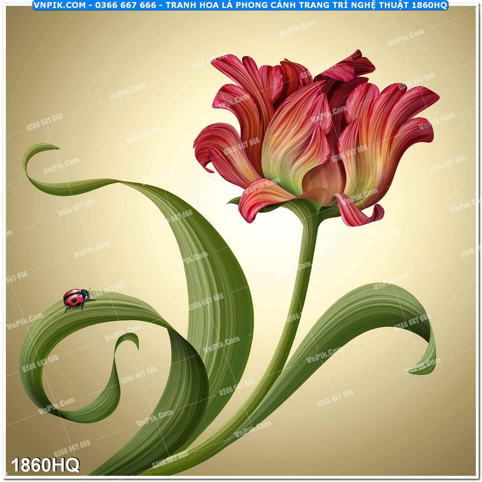Tranh hoa lá phong cảnh trang trí nghệ thuật 1860HQ