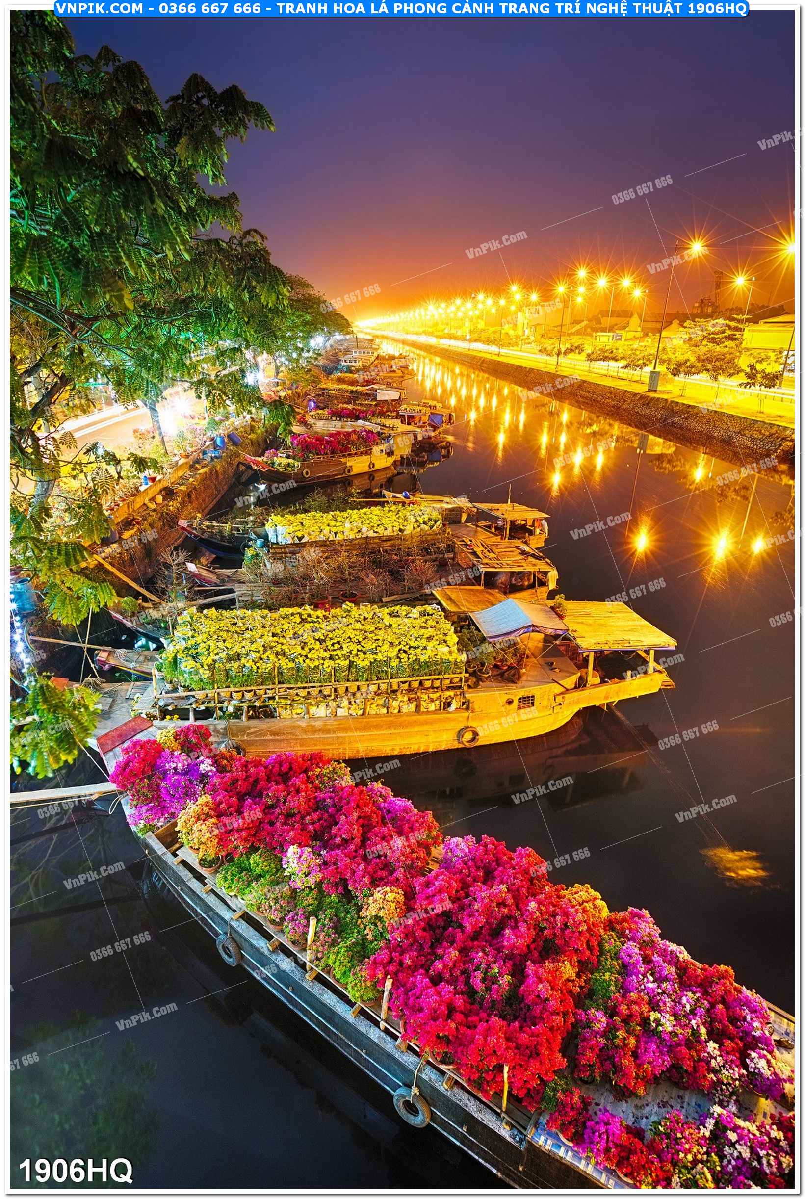Tranh hoa lá phong cảnh trang trí nghệ thuật 1906HQ