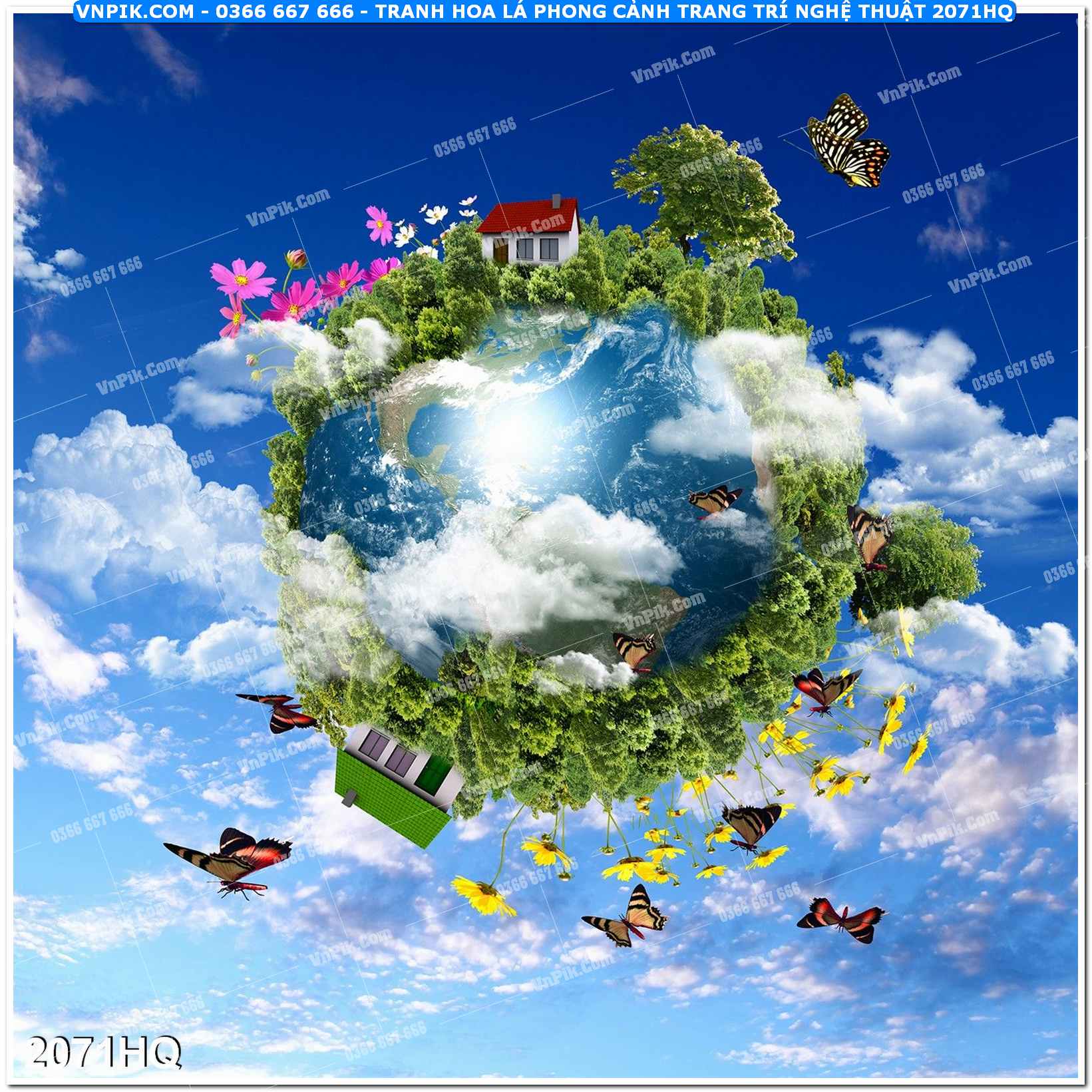 Tranh hoa lá phong cảnh trang trí nghệ thuật 2071HQ