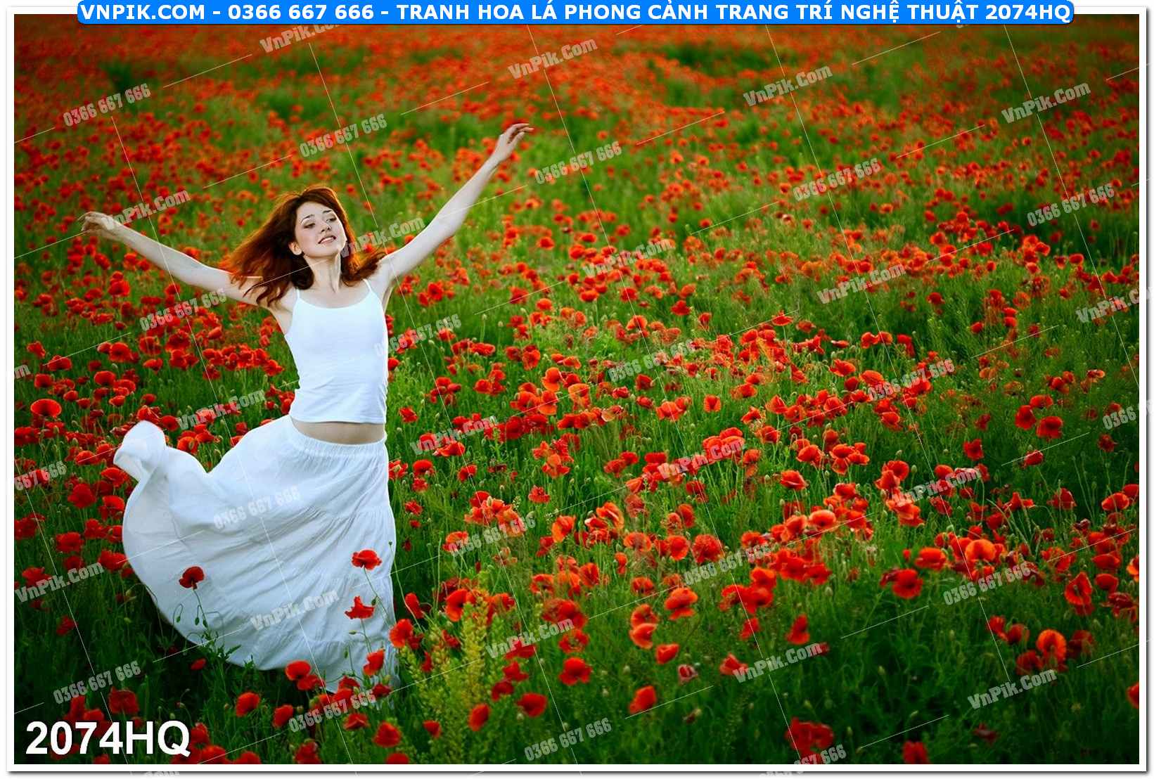 Tranh hoa lá phong cảnh trang trí nghệ thuật 2074HQ
