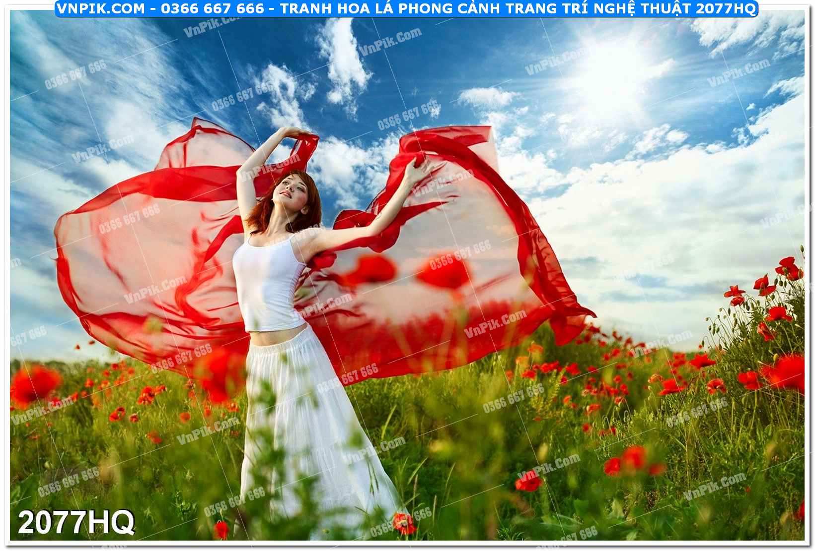 Tranh hoa lá phong cảnh trang trí nghệ thuật 2077HQ