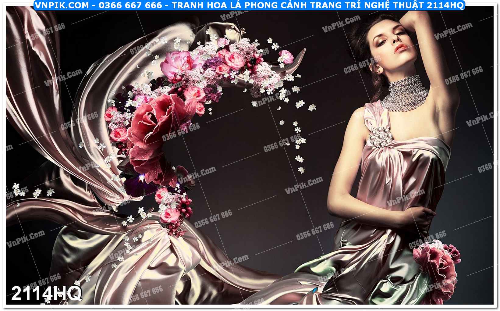 Tranh hoa lá phong cảnh trang trí nghệ thuật 2114HQ