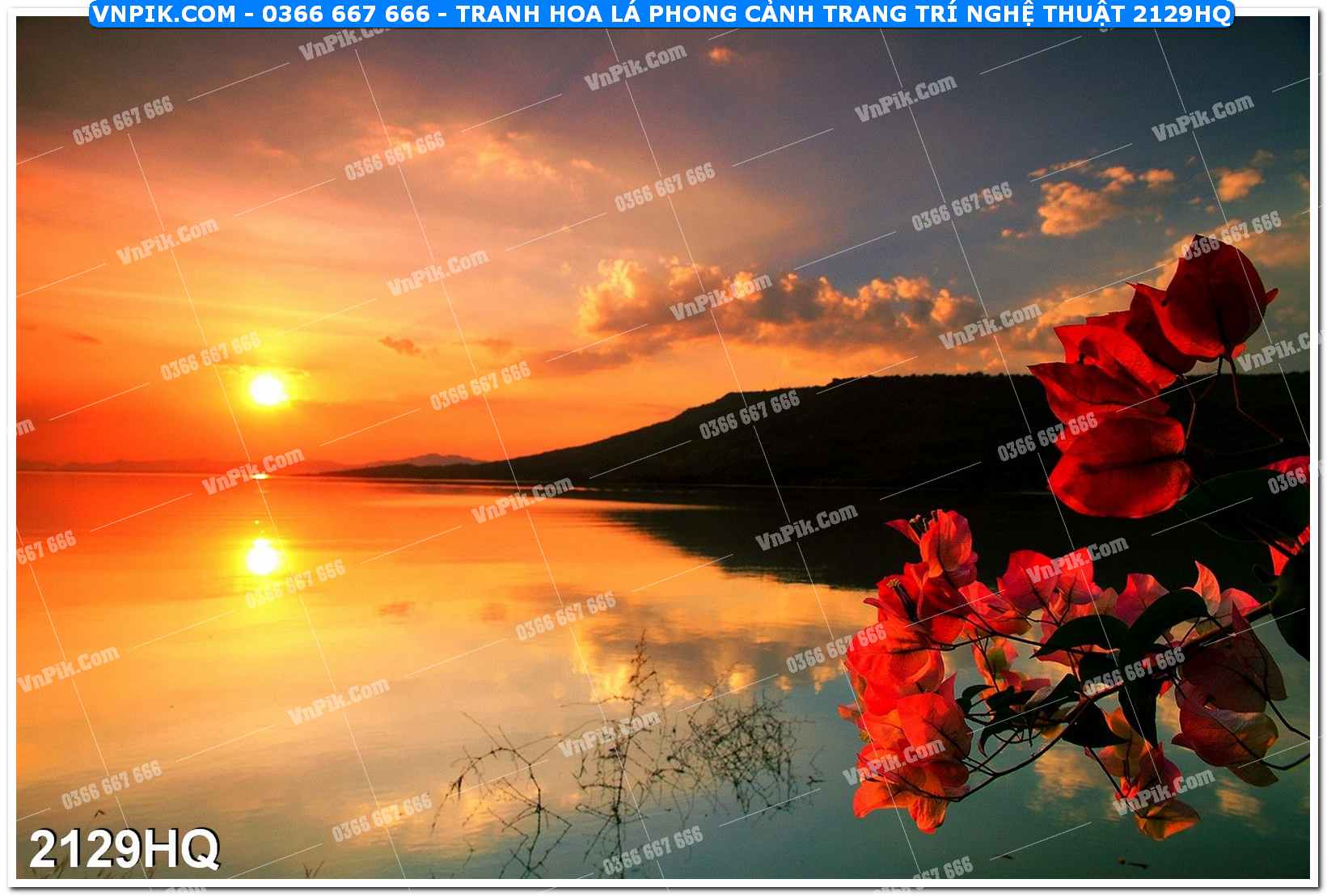 Tranh hoa lá phong cảnh trang trí nghệ thuật 2129HQ