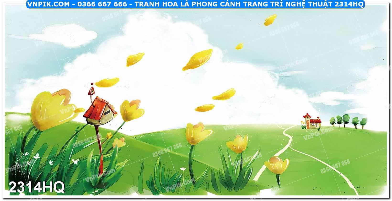 Tranh hoa lá phong cảnh trang trí nghệ thuật 2314HQ
