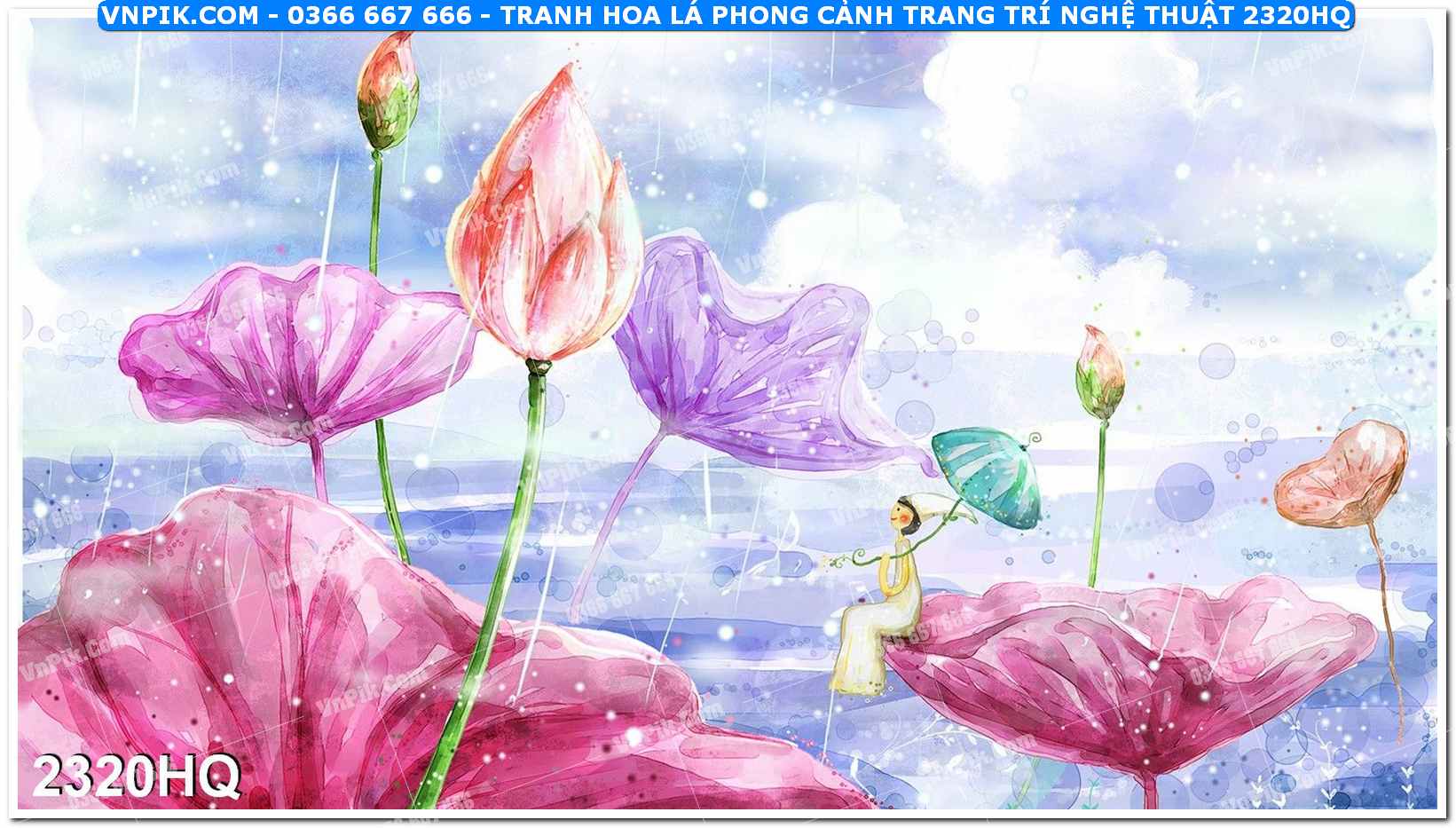 Tranh hoa lá phong cảnh trang trí nghệ thuật 2320HQ